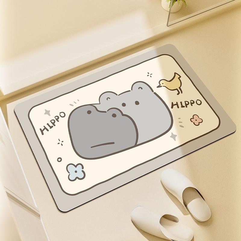 Cute Teddy Bear Simple Stroke Printed Carpet Cartoon Animal Living Room Bedroom Door Mat Home Decoration Carpet