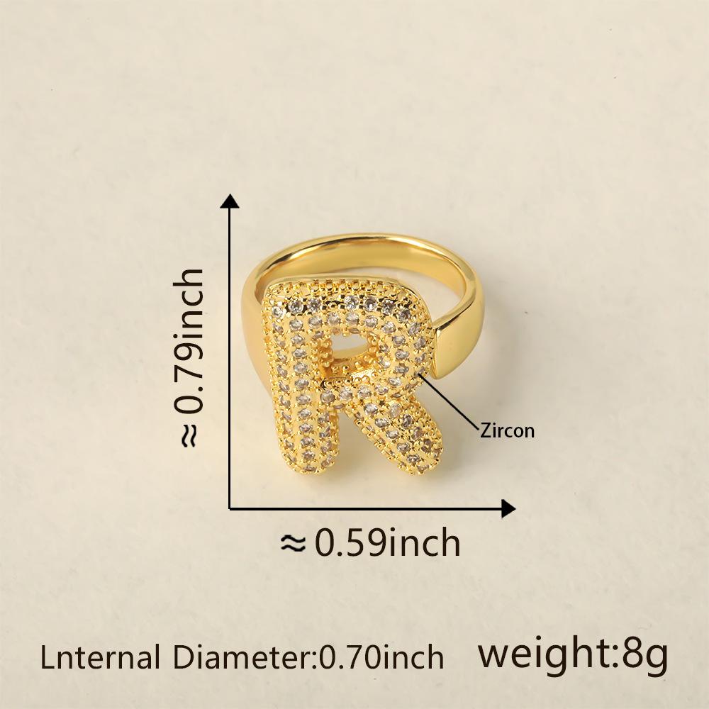 26 Letter Open-Ended Zircon Ring INS Minimalist Series Gift For Friends