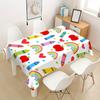 Bunter Schulbus & Regenbogen Polyester-Tischdecke - Dick, Rechteckiges Design für Zuhause, Restaurants, Cafés, Außenbereich