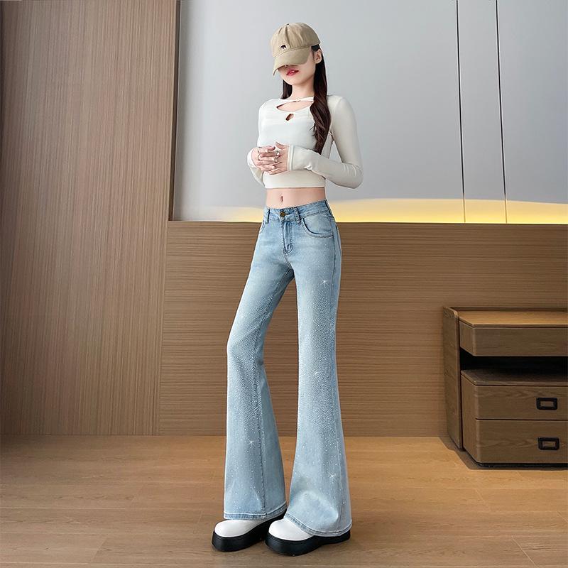 Starry Night Petite Bell-Bottom Jeans: Colorful, Low-Waist, Slight Flare, Elastic Fit XL