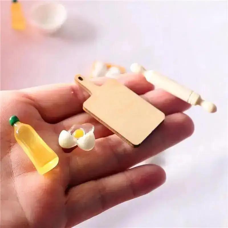 5Pcs/Set Cute Rolling Pin Eggs Bowl Olive Oil Set Kitchen Accessories 1:12 Dollhouse Miniature Home Decor Living Room Decoration