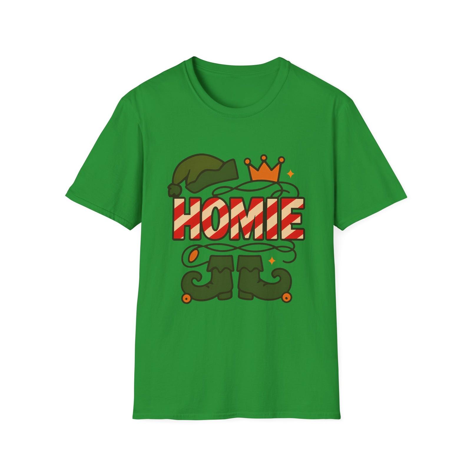Unisex Softstyle T-Shirt Mens Womens Tees Top Homie Candy Cane Crown Christmas Holiday S