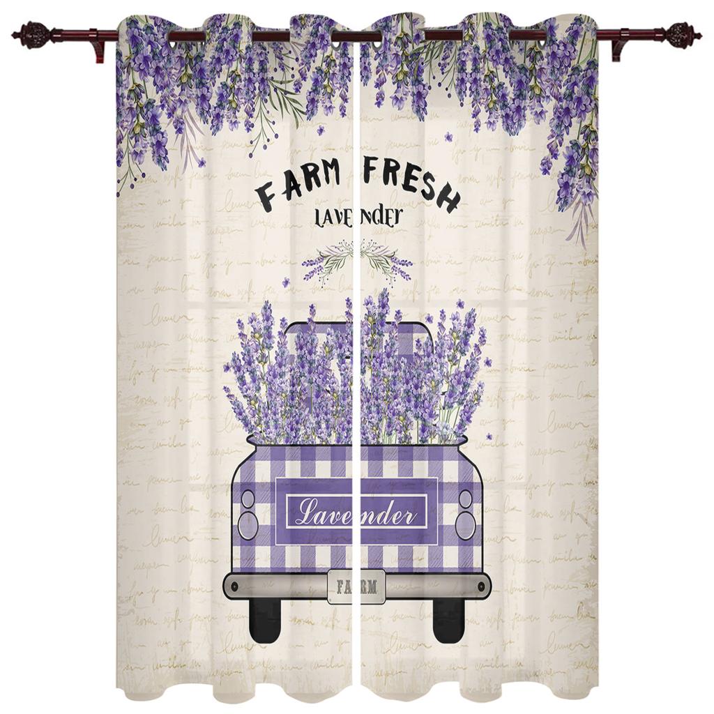 Pastoralen Stil Lavendel Fahrrad Fenster Vorhang Home Decor Vorhänge für Wohnzimmer Schlafzimmer Küche Tür Vorhang