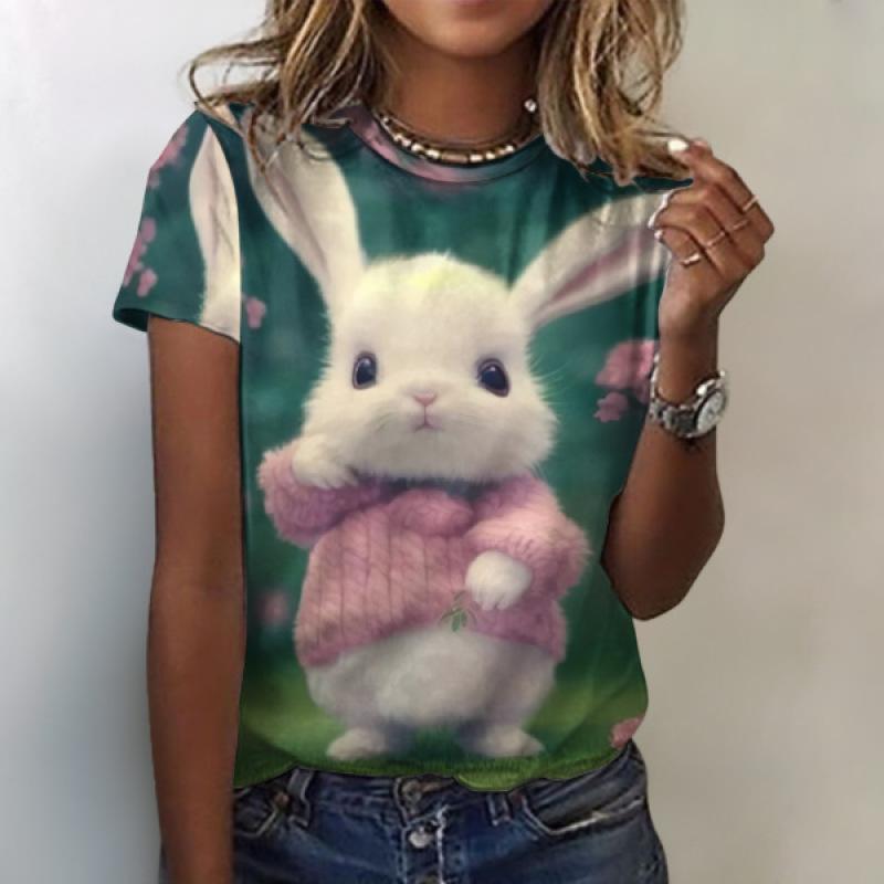 Женская футболка с 3D принтом кота и летним элементом — фото 9