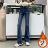 Winter Warm Women's Jeans Fashion Slim Thicken Flared Pants High Waist Elastic Skinny Velvet Plus Length Female Jeans