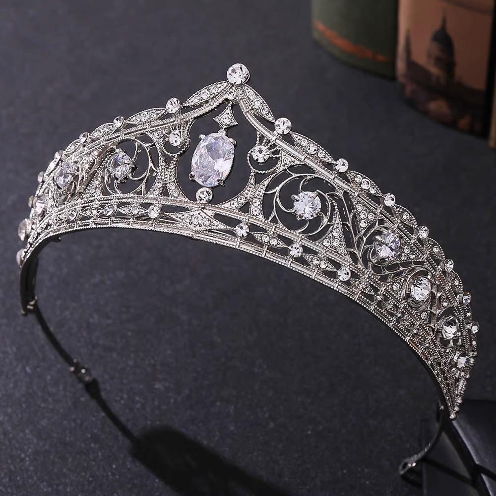 Korean Bride Zircon Drop Diamond Alloy Large Crown Wedding Banquet Dress Accessories Golden Crown Wedding Headdress