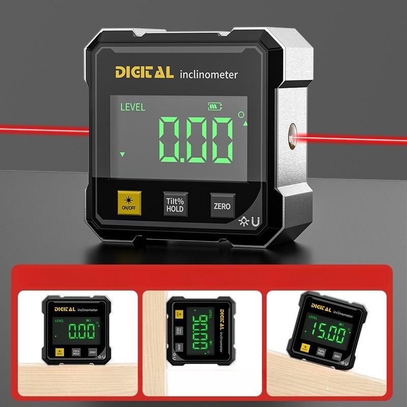 Mini Electronic Digital Protractor Magnetic Laser Inclinometer Professional Digital Display Angle Gauge Rechargable Level Box чёрный