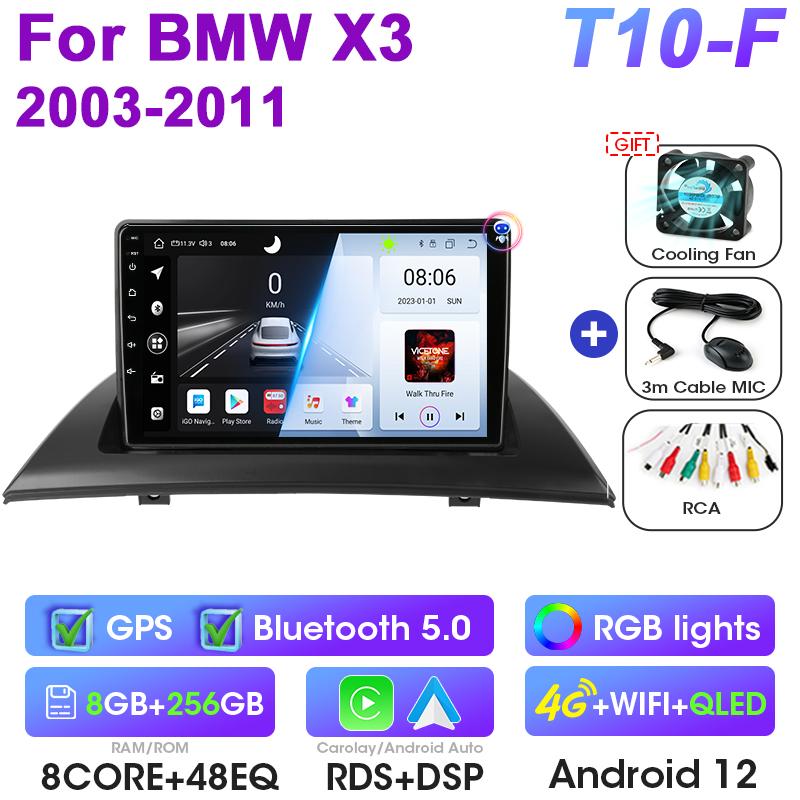 Für BMW X3 E83 2003 - 2011 2 Din Android 12 Autoradio GPS Navigation 4G WIFI Carplay Auto intelligente Systeme Smart Autoradio