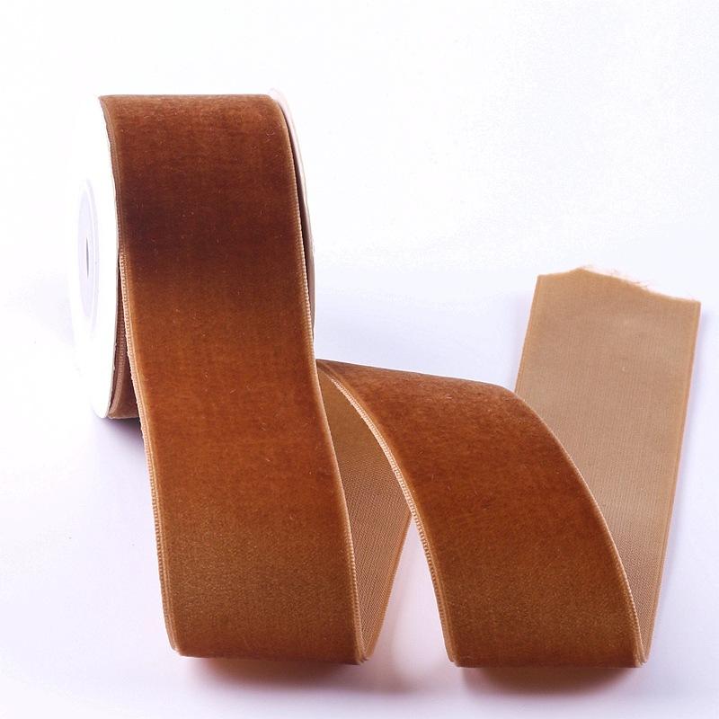 Eco-Friendly 38mm Single-Sided Flocked Velvet Ribbon Spool for Gift Wrapping DIY Bows Hair Accessories Birthday Cake Box Bands