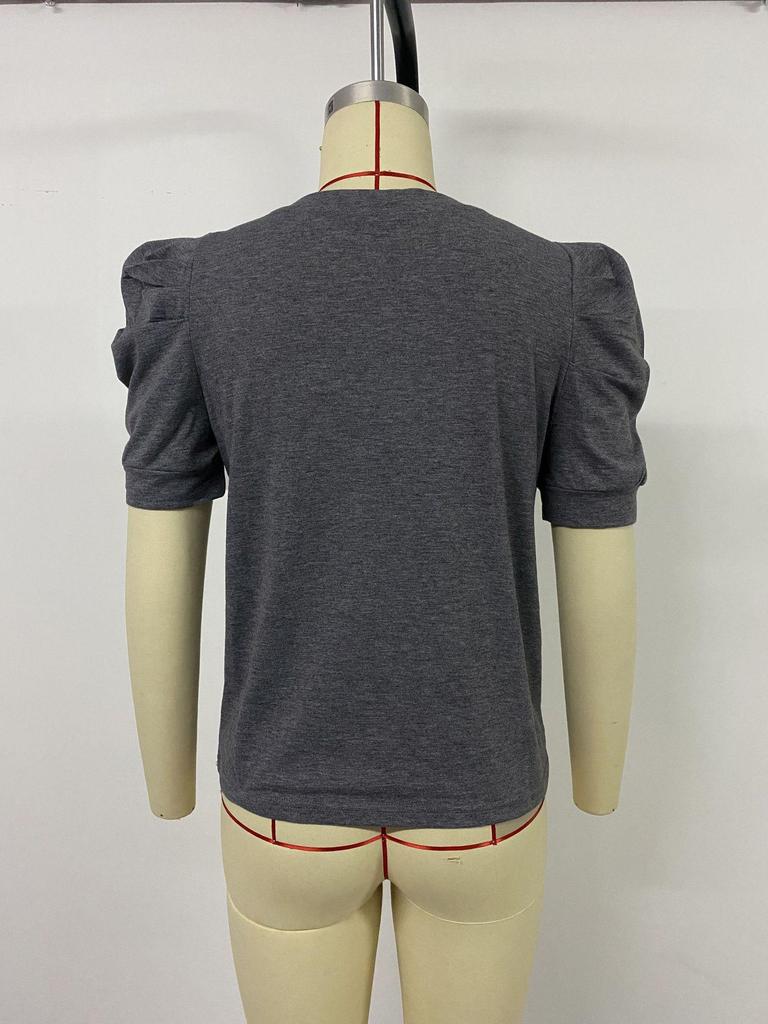 European & American Summer Puff Sleeve Women’s Casual T-shirt