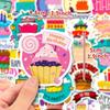 50pcs Cartoon Birthday Cake & Happy Birthday Candle Graffiti Stickers, Personalized Decoration for Guitar, Notebook, Luggage, Laptop, Motorcycle