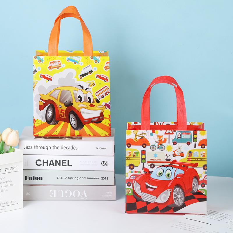 StoBag, Cartoon Car Themed Gift Tote Bags, Fun, Eco-Friendly, Reusable For Children's Day, Birthday, Party Supplies, Packaging