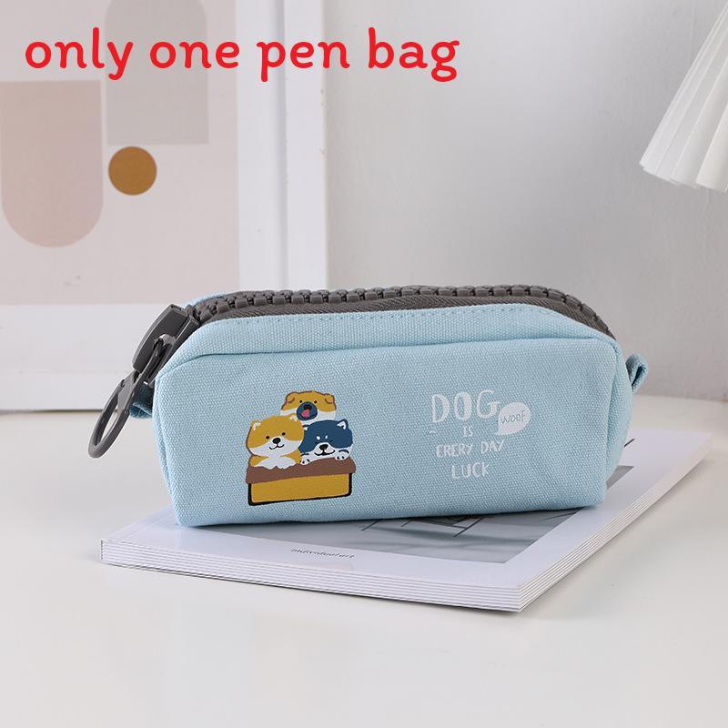Canvas Pencil Case For Students Large Capacity Zipper Storage Bag For Girls