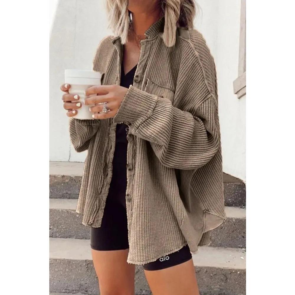 Autumn Women Patchwork Coat Casual Lapel Pocket Irregular Shirt Jacket Fashion New