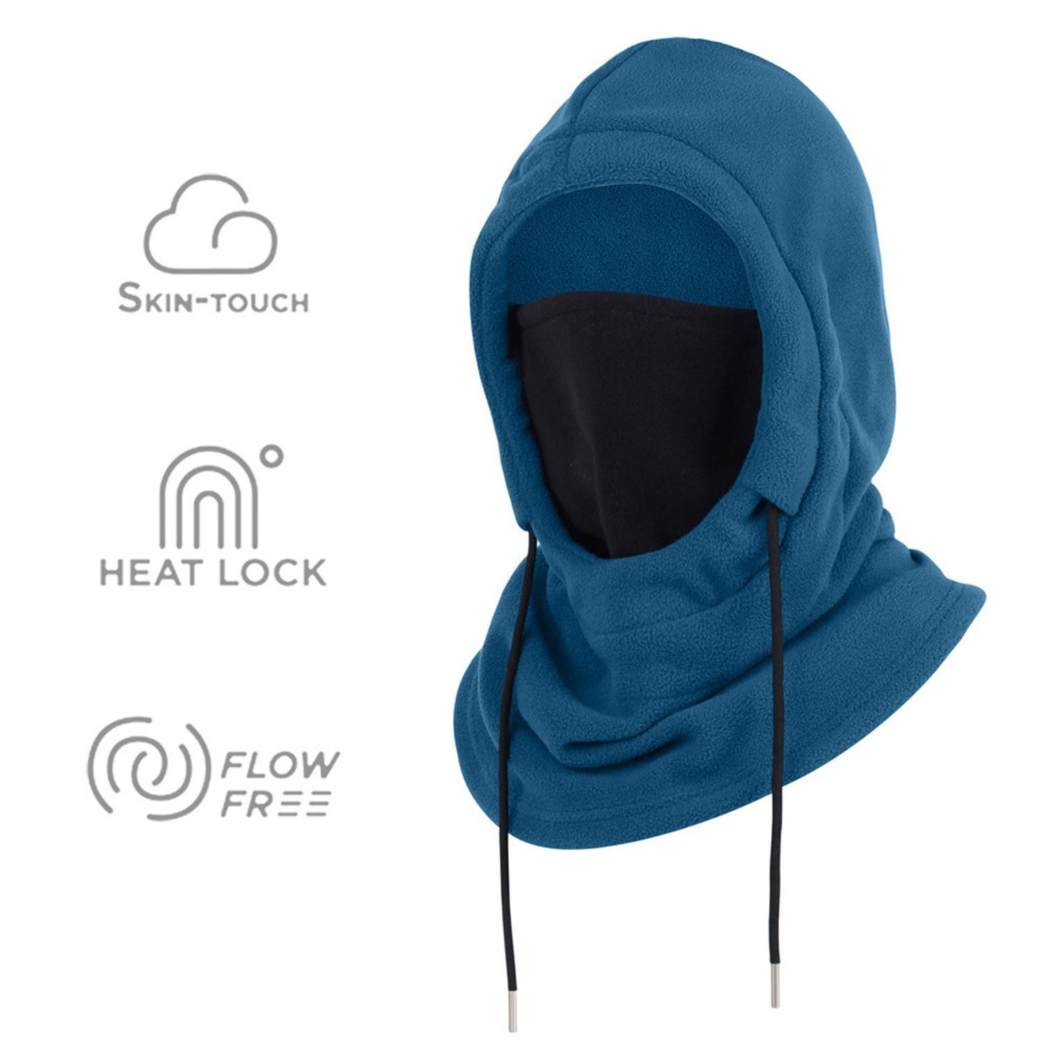 

Лыжная маска для мужчин и женщин, зимняя Балаклава, теплая ветрозащитная маска для лица, флисовый капюшон, полный головной убор, шарф, утеплитель для шеи One Size темно-синий