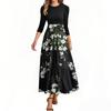 Damenmode Lässig Gürtel Dreiviertelarm Rundhals Floral Bedruckt Elegant Temperament Kleider