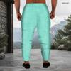 Men Plus Size Patchwork Printed Drawstring Waist Jogger Pants Side Pockets Cuffed Ankle Long Trousers