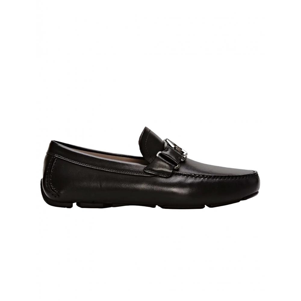 

Salvatore Ferragamo Leather Ornament Driver Loafers Black US 8