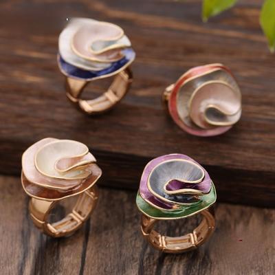 Color Painting Oil Geometric Rose Elastic Ring, Fashionable and High-end Women's Versatile Ring