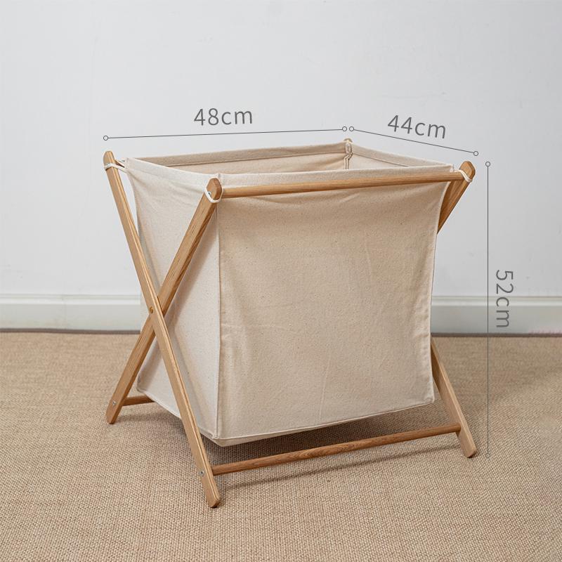 Solid Wood Foldable Laundry Basket for Bedroom and Bathroom Storage