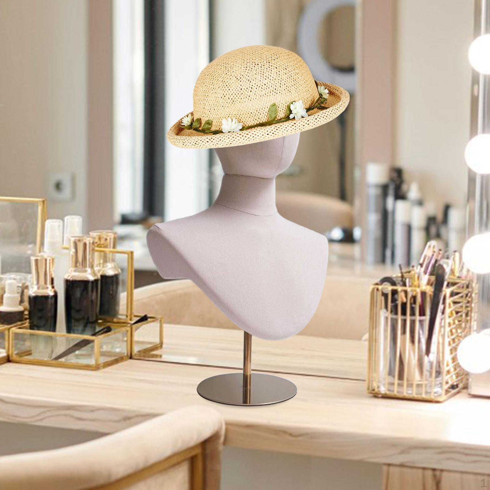 

Display Stand Mannequin Head Practical Metal Base Decorative Desktop Manikin Hat Rack for Scarf Gold Base