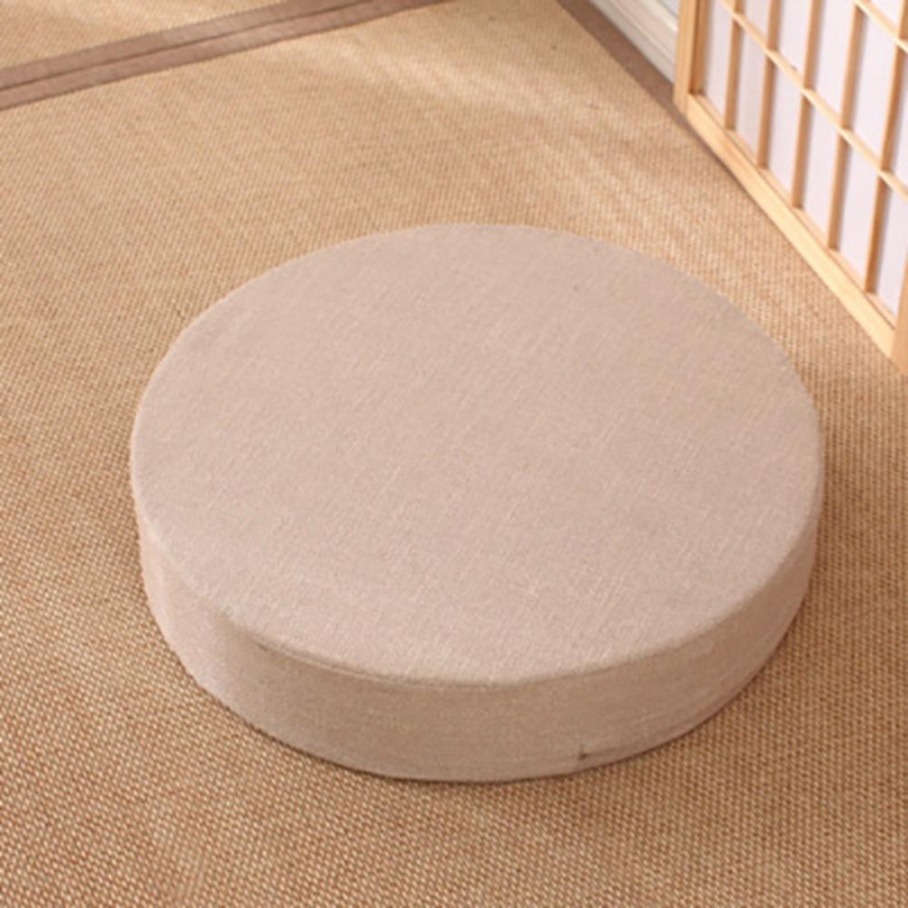 New 40x6cm Tatami Meditation Cushion Linen Thicken Yoga Stretching Cushion Round Removable Window Cushion Machine Washable бежевый