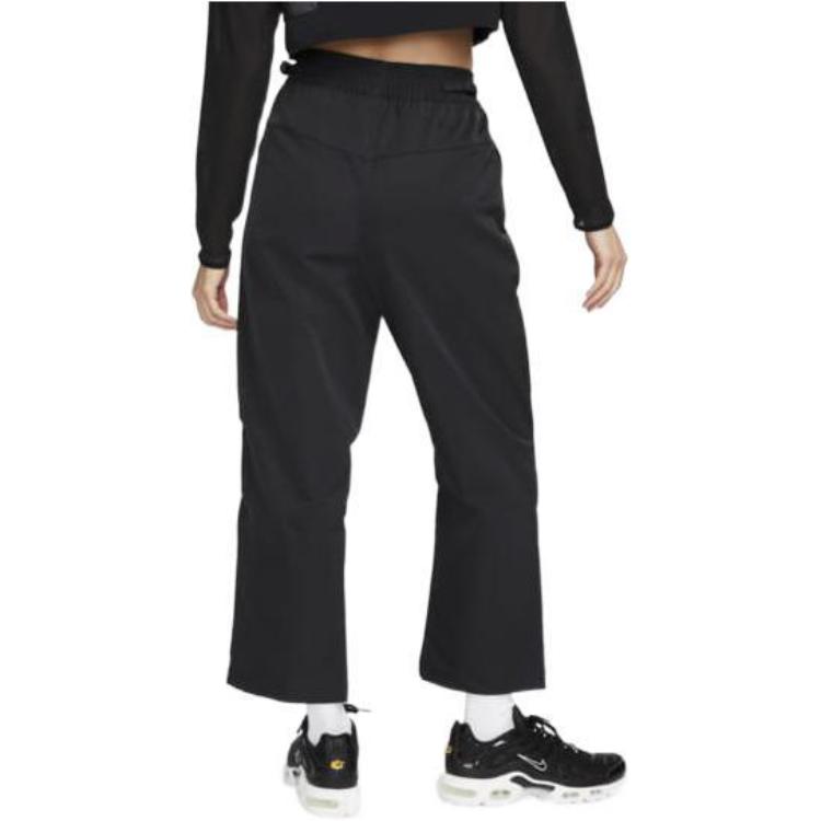 Nike Elastischer Bund Reißverschlusstaschen Gerade geschnittene Freizeithose Damen Hosen Schwarz DQ6660-010