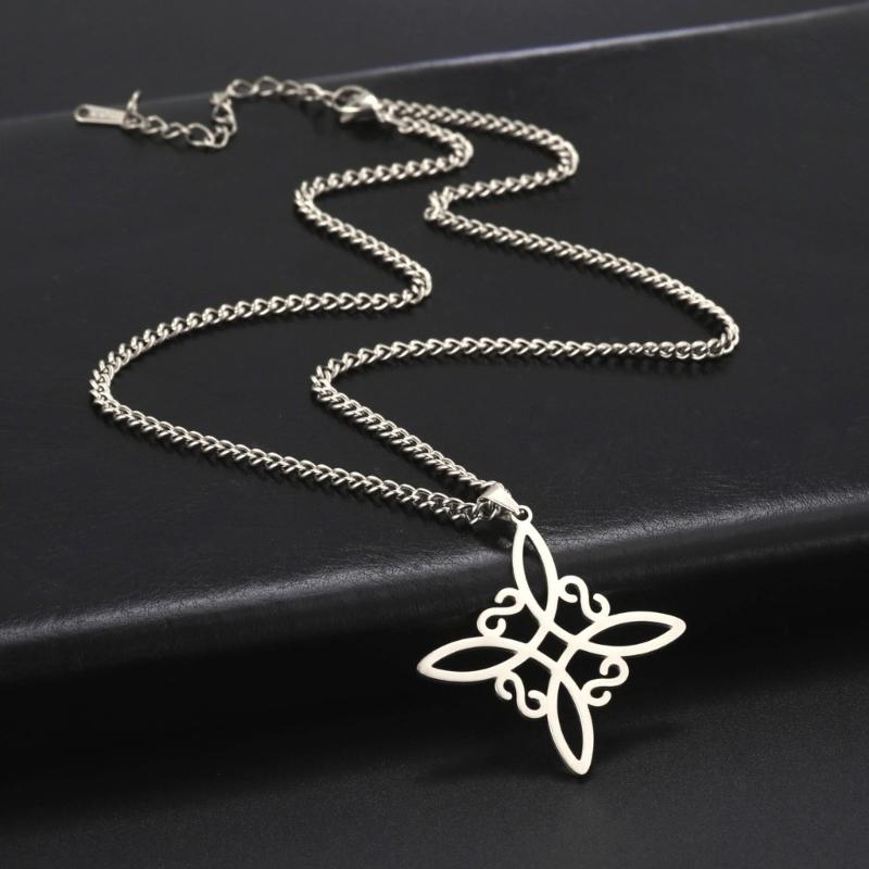 Fashion Celtic-Knot Pendant Necklace Witches-Knot Choker Chain Triquetra-Trinity Charm Clavicle Chain Jewelry Ornament