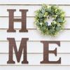 Home Letter with Wreath Farmhouses Decors Wood Decorative Sign for Bedroom Livingrooms Entryways Kitchen Housewarming