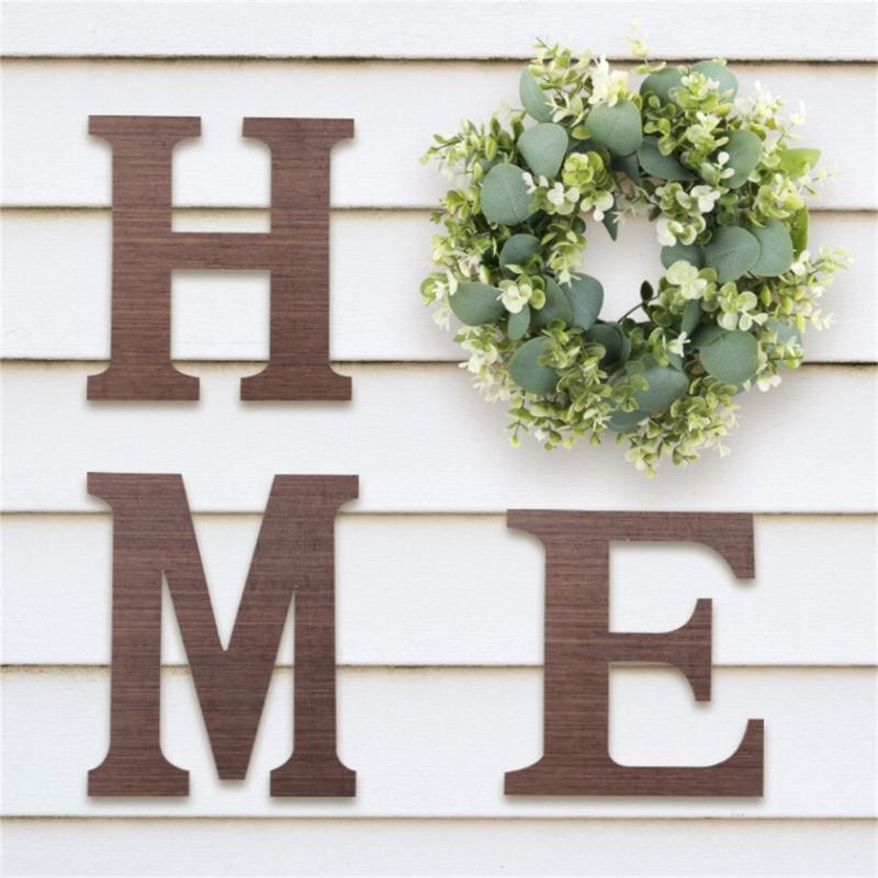 Home Letter with Wreath Farmhouses Decors Wood Decorative Sign for Bedroom Livingrooms Entryways Kitchen Housewarming