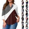 Women's Plus Size Fashionable Casual Loose Fit Three Quarter Sleeve Elegant Button Up V Neck Top
