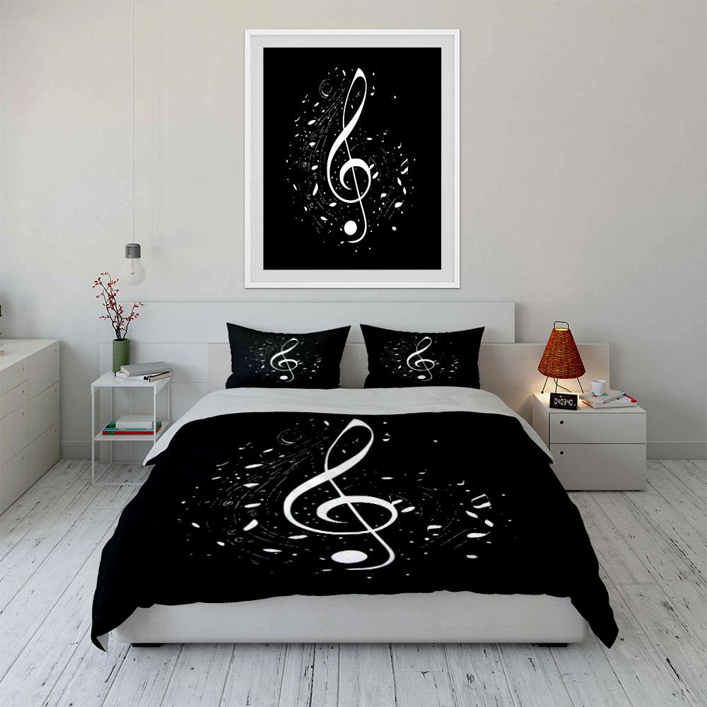 "Elegant Musical Design Three-Piece Set" Kid's and Adults' Bedroom Decor, Exquisite Three-piece Bedding Set Gift