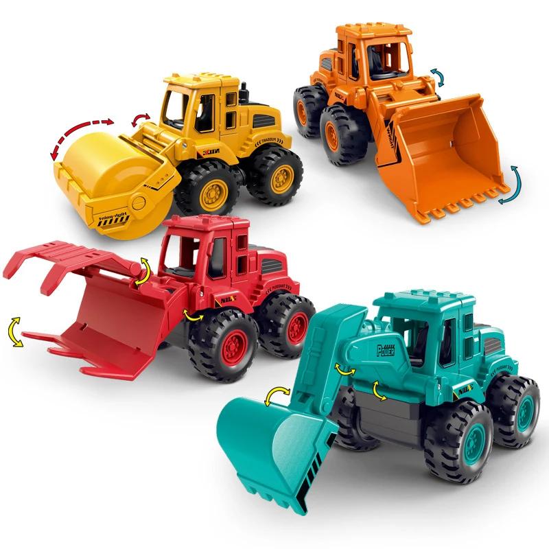1:55 Children Plastic Vehicle Car Toys Trucks Construction Vehicle Excavator Bulldozer Model Inertia Children's Gifts Carro
