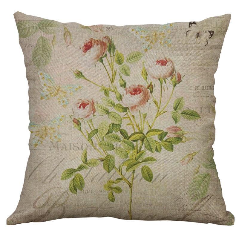 Vintage Flower Cotton Linen Cushion Cover Soft Decorative Pillow Case For Home Comfort