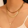 18K Gold Plated Multi-Layer Heart Pendant Stainless Steel Necklace