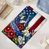 Flannel Sponge 0.47inch Thick - 1pc American Flag and Floral Pattern Kitchen Fl Mat, Non-Slip Floor Area Mat, Doormat for Entryw