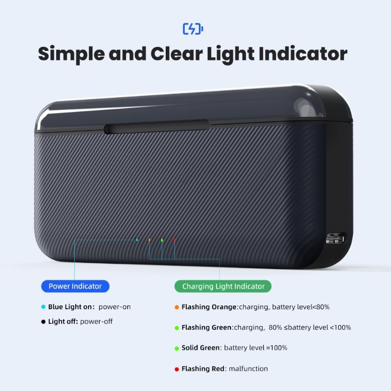 Fast Charging Box for 13 Action Camera Batteries with Modes Switching and USB Type C Port