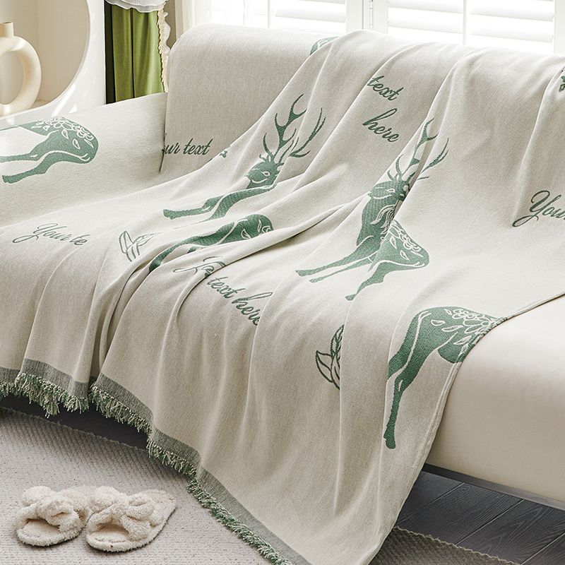 Sofa Chenille Four Seasons Universal Double-Sided Available Deer Nordic Minimalist Cushion Armrest Backrest Integrated Full Cover Towel Cloth