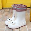 Winter Rain Shoes Women's Fashion Models Outside Men's Non-slip Waterproof Padded Rain Boots Mid-calf Children's Rain Shoes