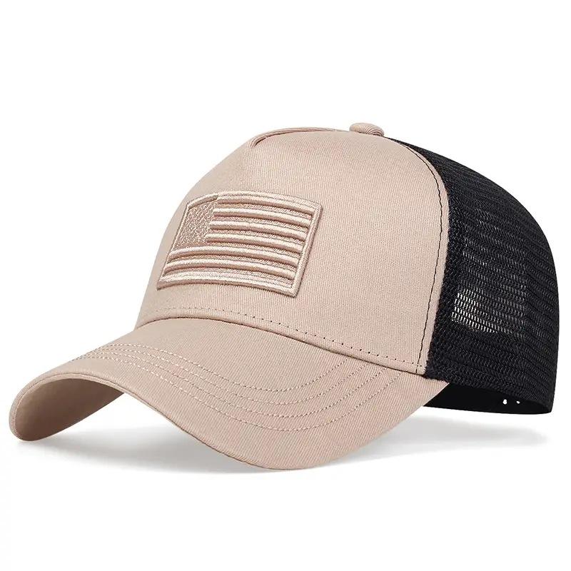Hot sale High quality American Flag Embroidery Baseball Net Caps Spring and Summer Outdoor Adjustable Casual Hats Sunscreen Hat
