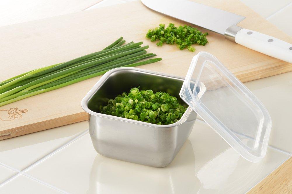 Yoshikawa YJ2343 Mini Stainless Steel Storage Made in for Side and Frozen Foods Container, Japan, Square, Snacks, Dishes,