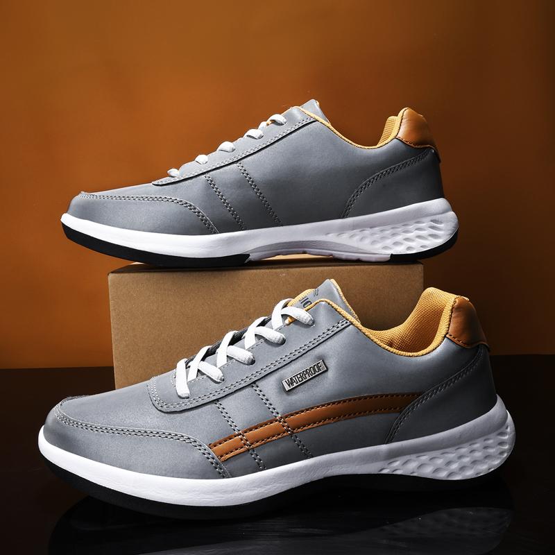 Men's Casual Pu Leather Shoes Outdoor Spring/Autumn Comfortable Flat Walking Sneakers