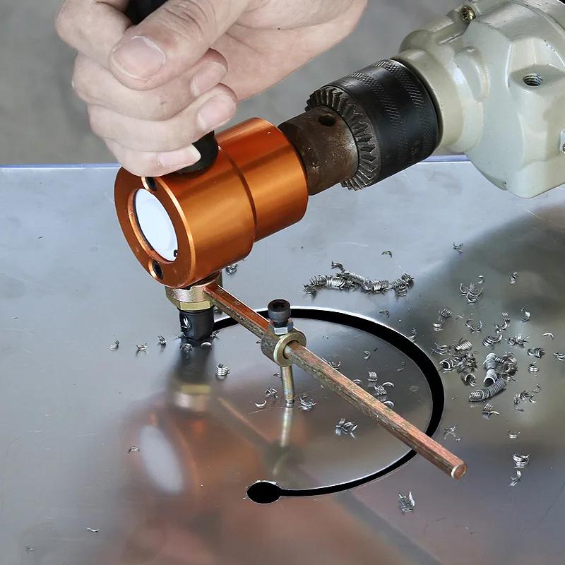 Metal Sac Kesici Çift Başlı Demir Kemirici Kesme Aleti Elektrikli Matkap Eklentisi Modifikasyon Plakası Zımba Makası Ayarlanabilir