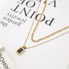 French Light Luxury Black Acrylic Double Layer Stacked Necklace Women'S Premium 18K Gold Stainless Steel Clavicle Chain Jewelry