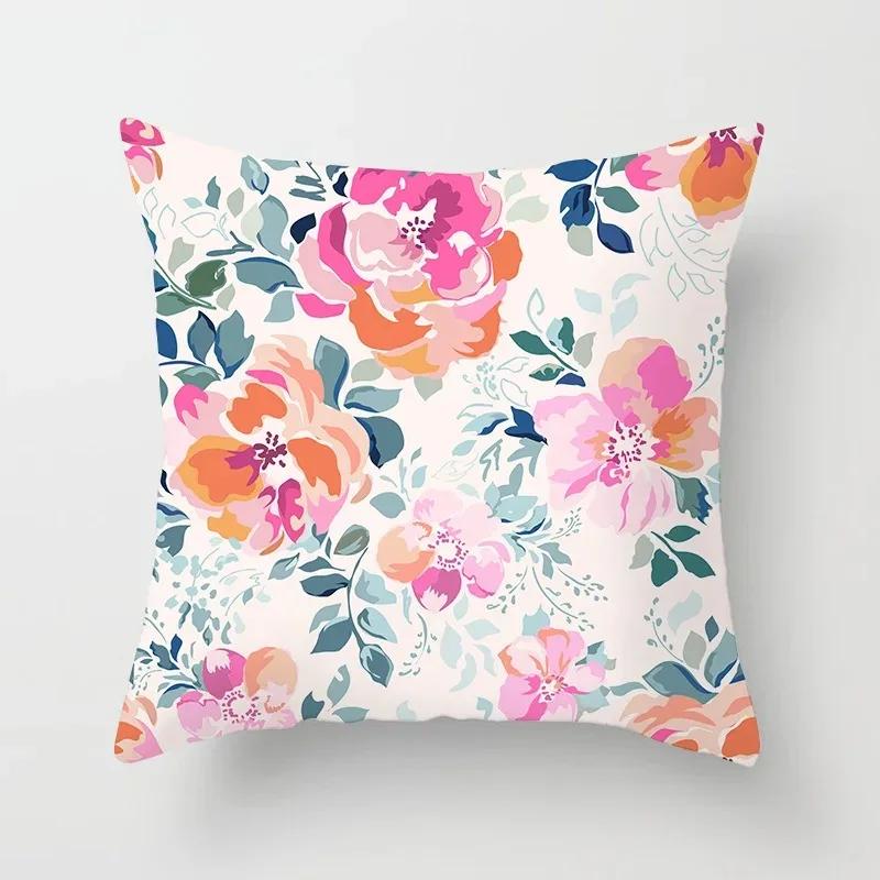 Cute Nordic Simple Flowers Home Decoration Simple Square Decorative Cushion Cover Sofa Pillow Cover