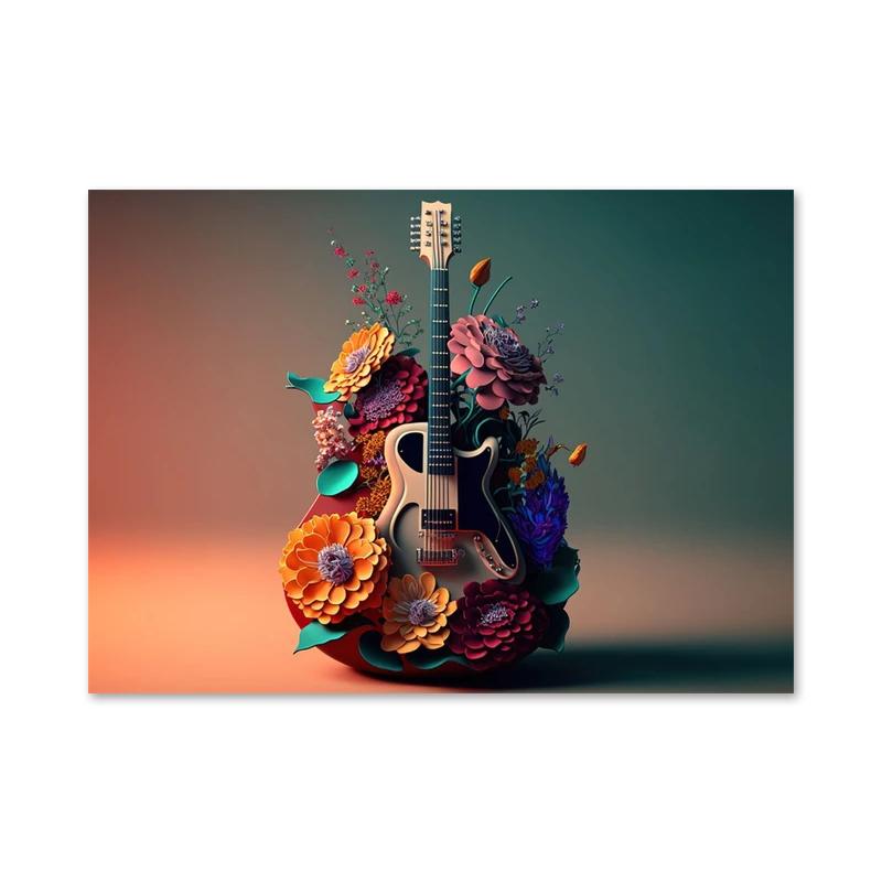 Color Music Guitar Record Posters and Prints Abstract Modern Aesthetics Jazz Canvas Painting Wall Art for Music Room Home Decor