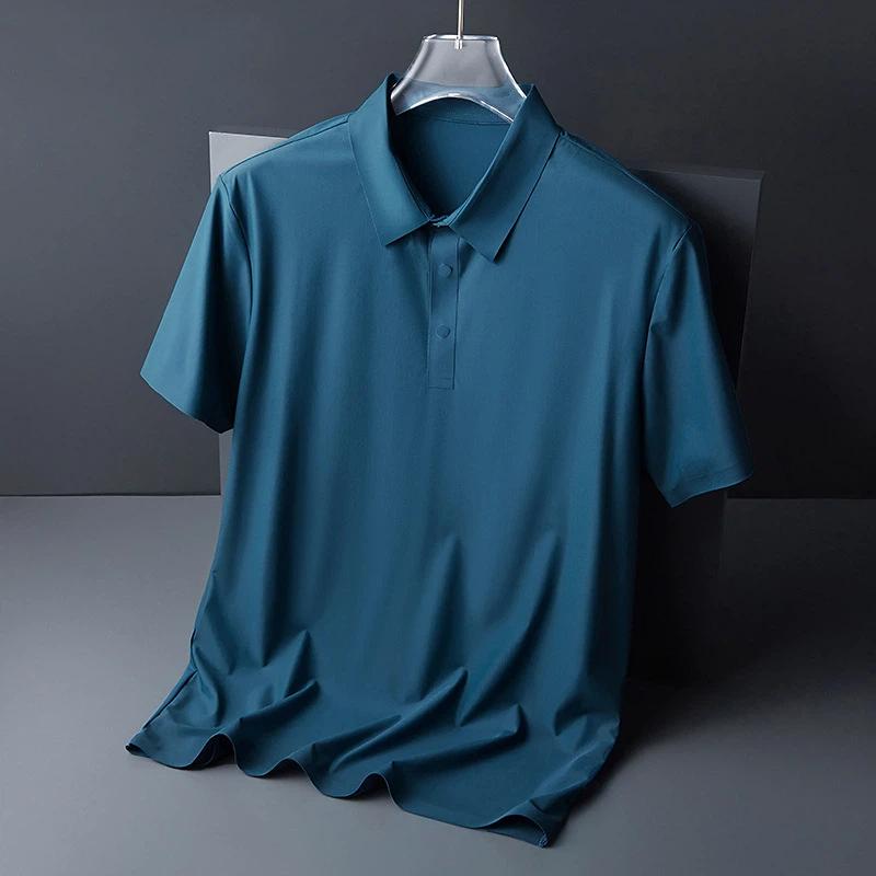 Men's Striped Polo Shirt Short Sleeve Casual Breathable Business Top