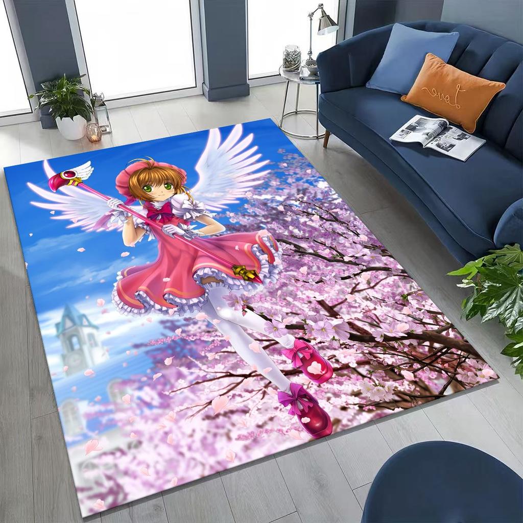 Cute Cartoon Card Captor Sakura Magic Girl Anime Art Rug for Bedroom Living Room Sofa Home Doormat Decor,Kids Non-slip Floor Mat