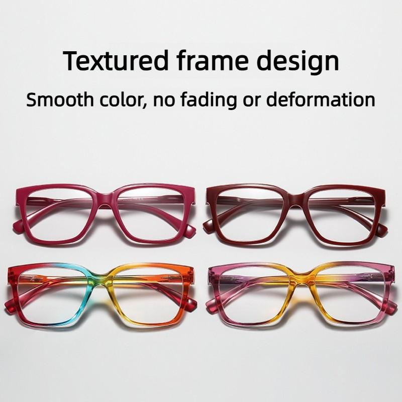 Women's Reader Eyewear Large-Frame Presbyopia Glasses Gradient-Colored Frames High-Definition Blue Light-Blocking Glasses