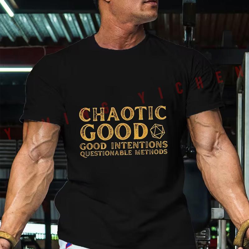 Chaos Kindness Erklärung Grafik Moto Herren T-Shirt Baumwolle Rundhals Kurzarm T-Shirt Mode Hip Hop Streetwear T-Shirts